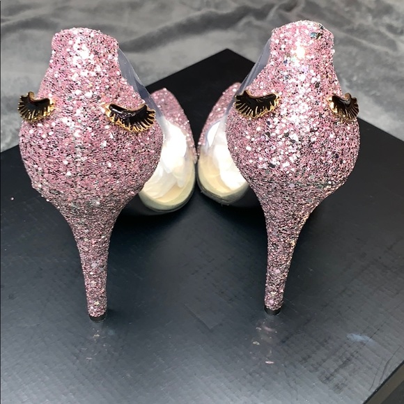 Limited Edition Vegan Too Faced Glitter Pink heels - Picture 5 of 8